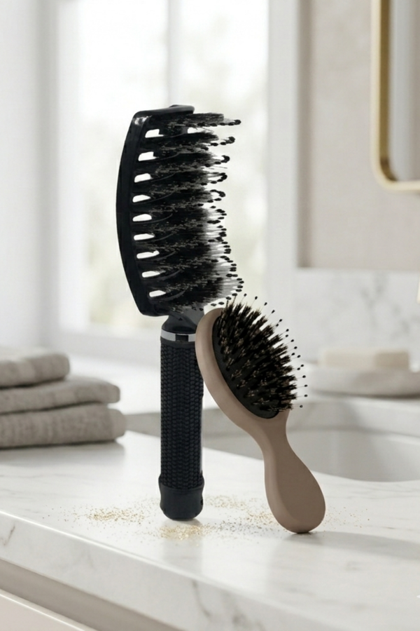 Ultima Black Brush and Mini Brush bundle for daily styling and travel - professional detangling set for all hair types.