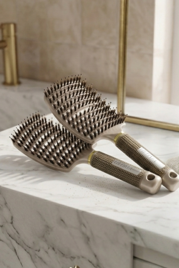 Ultima Gold Brush Duo set for healthier shinier hair - premium gold detangling brushes to reduce frizz and breakage.